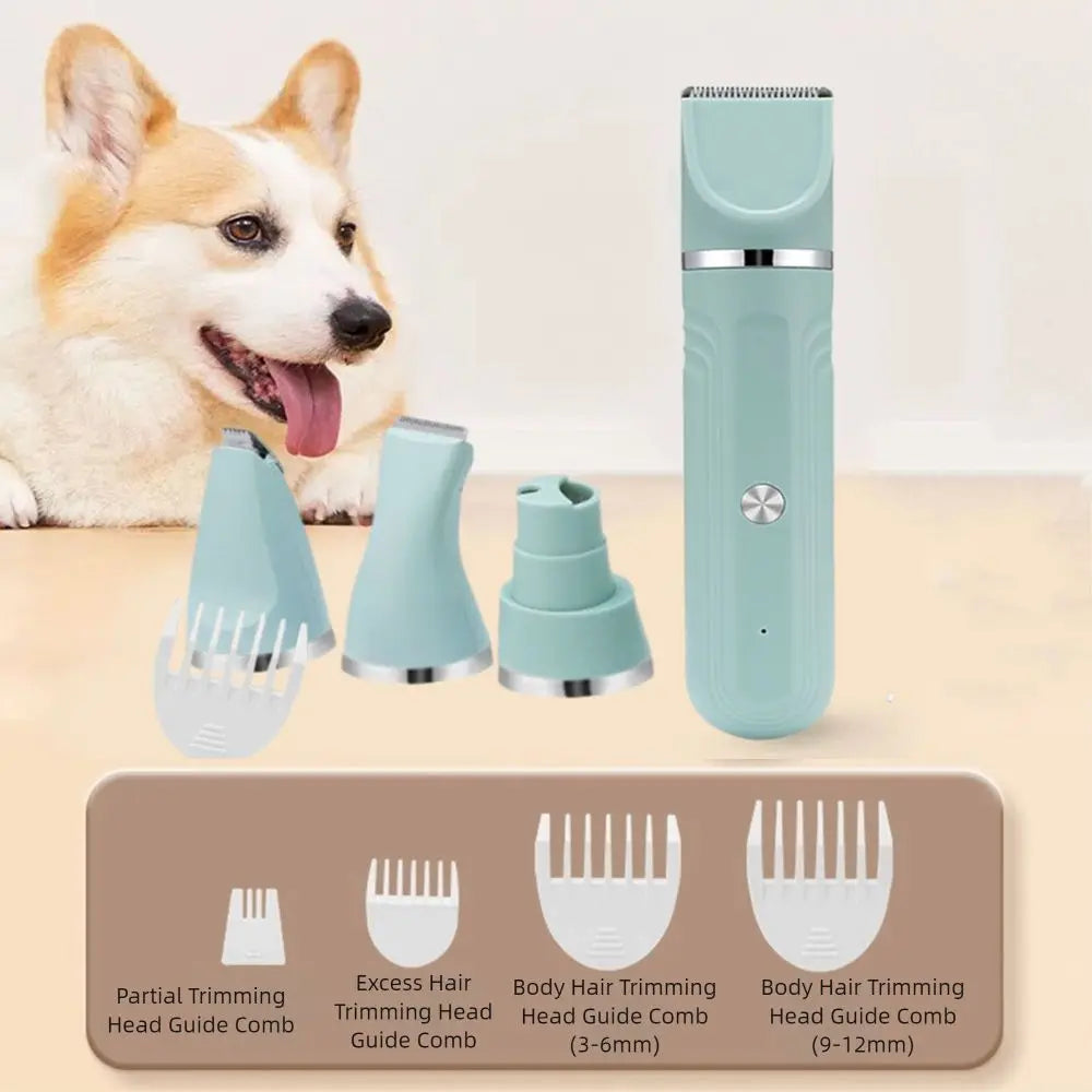Pet Hair Clipper USB Rechargeable 4 in 1 Electric Grooming Kit with 4 Guide Combs - White