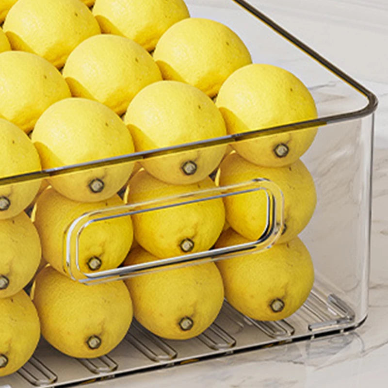 Fridge Organizer Stackable Clear Food Storage Bin with Handles