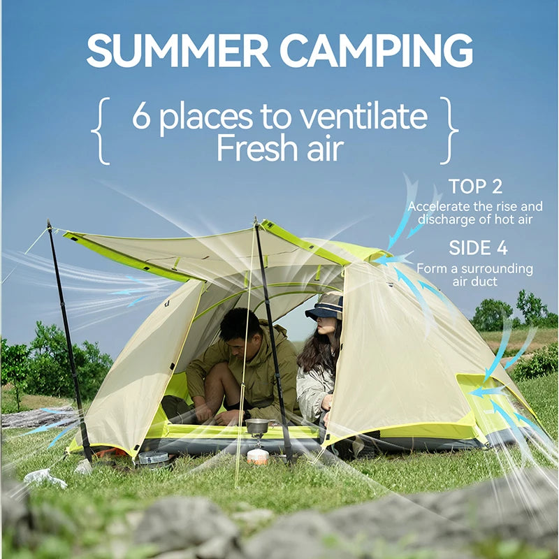 Camping Tent 2 Person Lightweight Waterproof Trekking Tent 3 Season - Green
