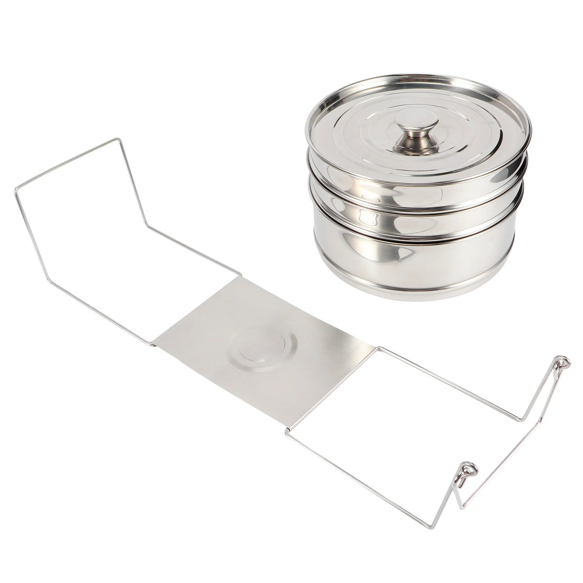 Steamer Pot 3 Tier Stainless Steel Stackable Cooker Insert Set with Lid and Handle