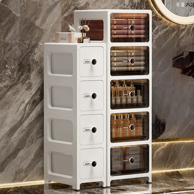 Storage Cabinet 17cm Slim 3 Tier Narrow Organizer Multi Layer Drawer Rack – White