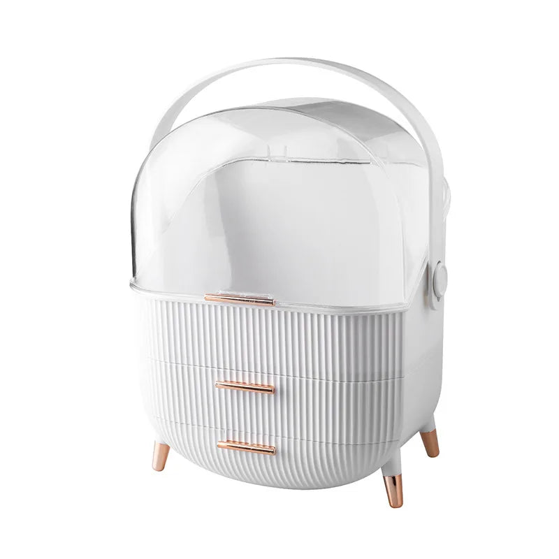 Storage Box Large Capacity Waterproof Cosmetic Organizer Drawer - White