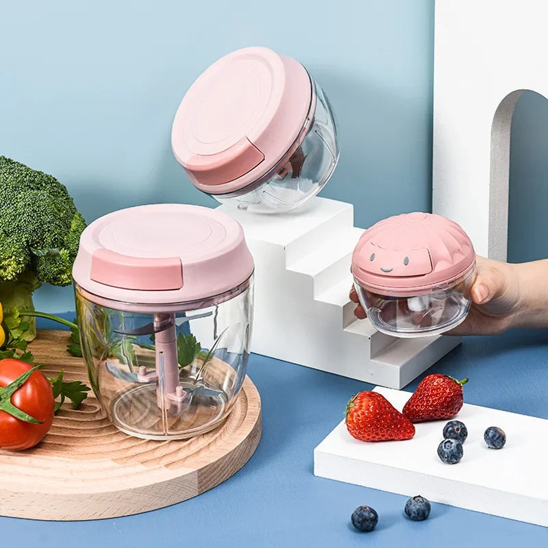 Manual Food Chopper 900mL Hand Pull Vegetable Garlic Onion Mincer with Stainless Steel Blades