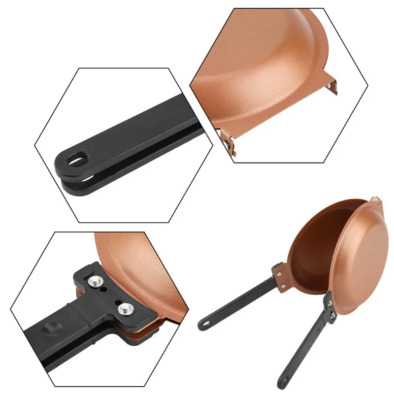 Double Sided Frying Pan 19 cm Iron Flip Pancake Egg Toast Maker with 16.5 cm Handle