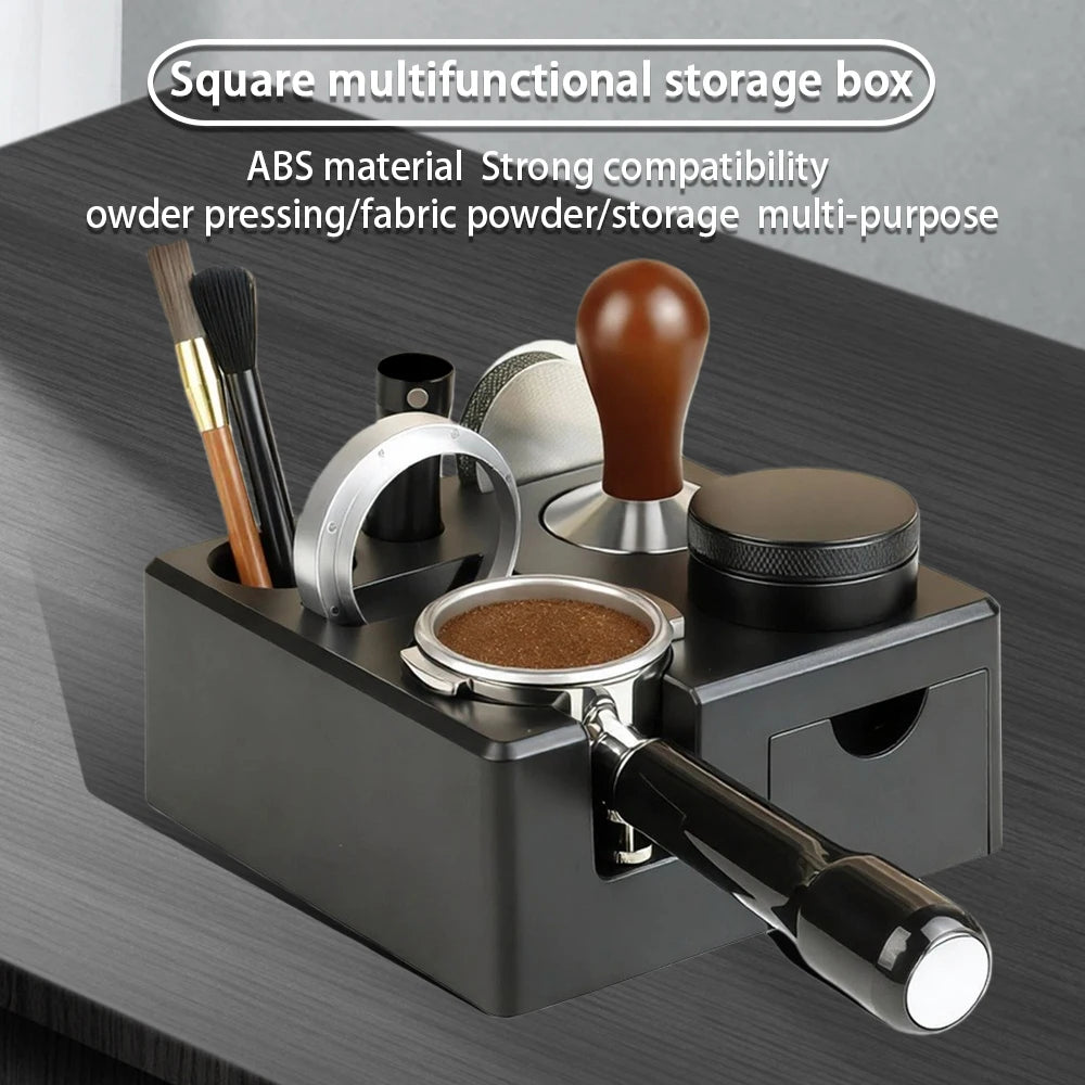 Coffee Powder Holder Countertop Storage Base with 3 Compartments - White