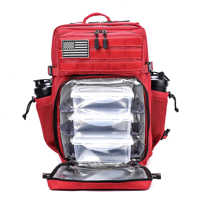 Meal Prep Backpack 45L Insulated Tactical Gym Travel Bag - Red