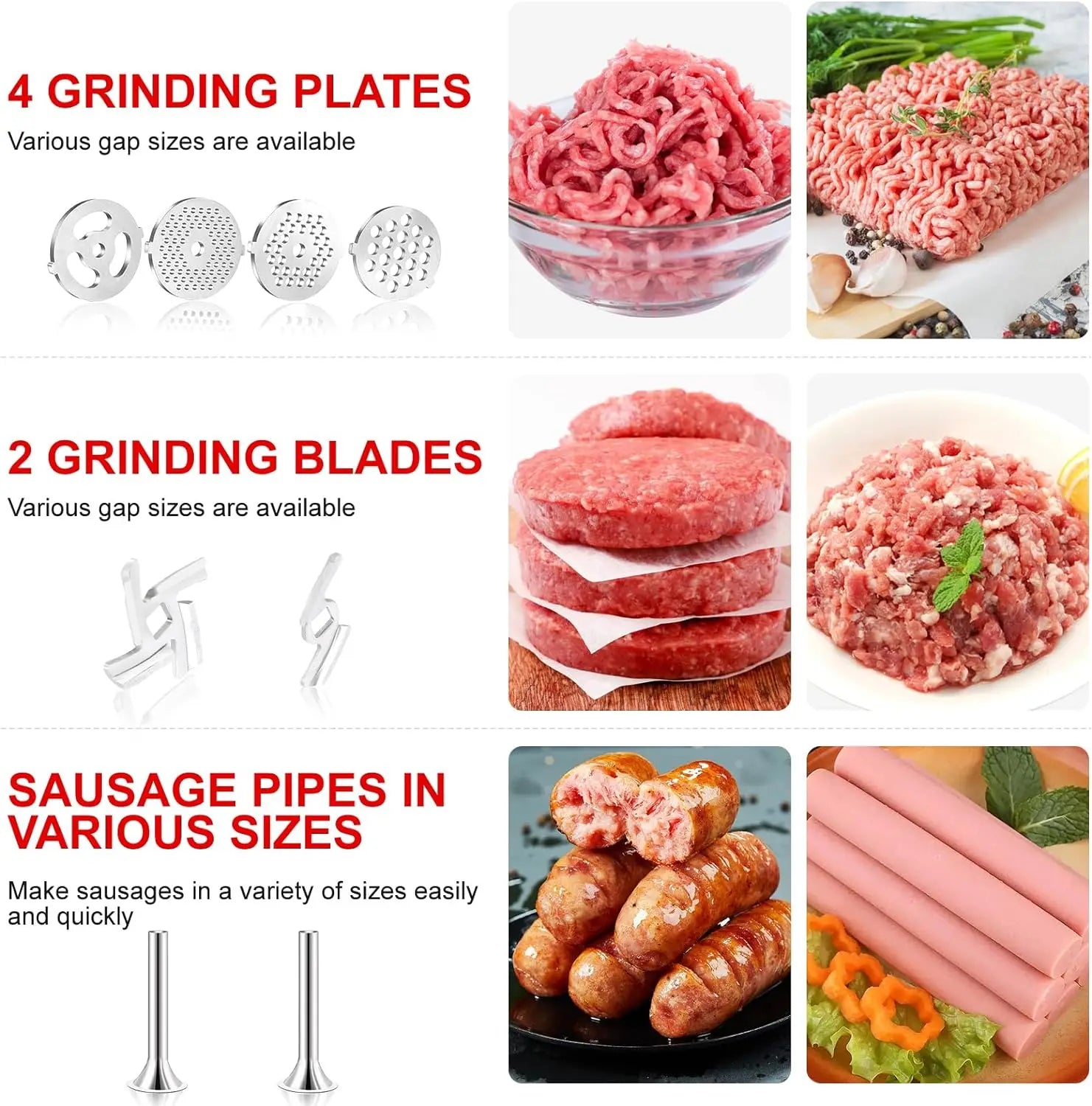 Metal Food Grinder Attachment – Stand Mixer Meat Grinder & Sausage Stuffer