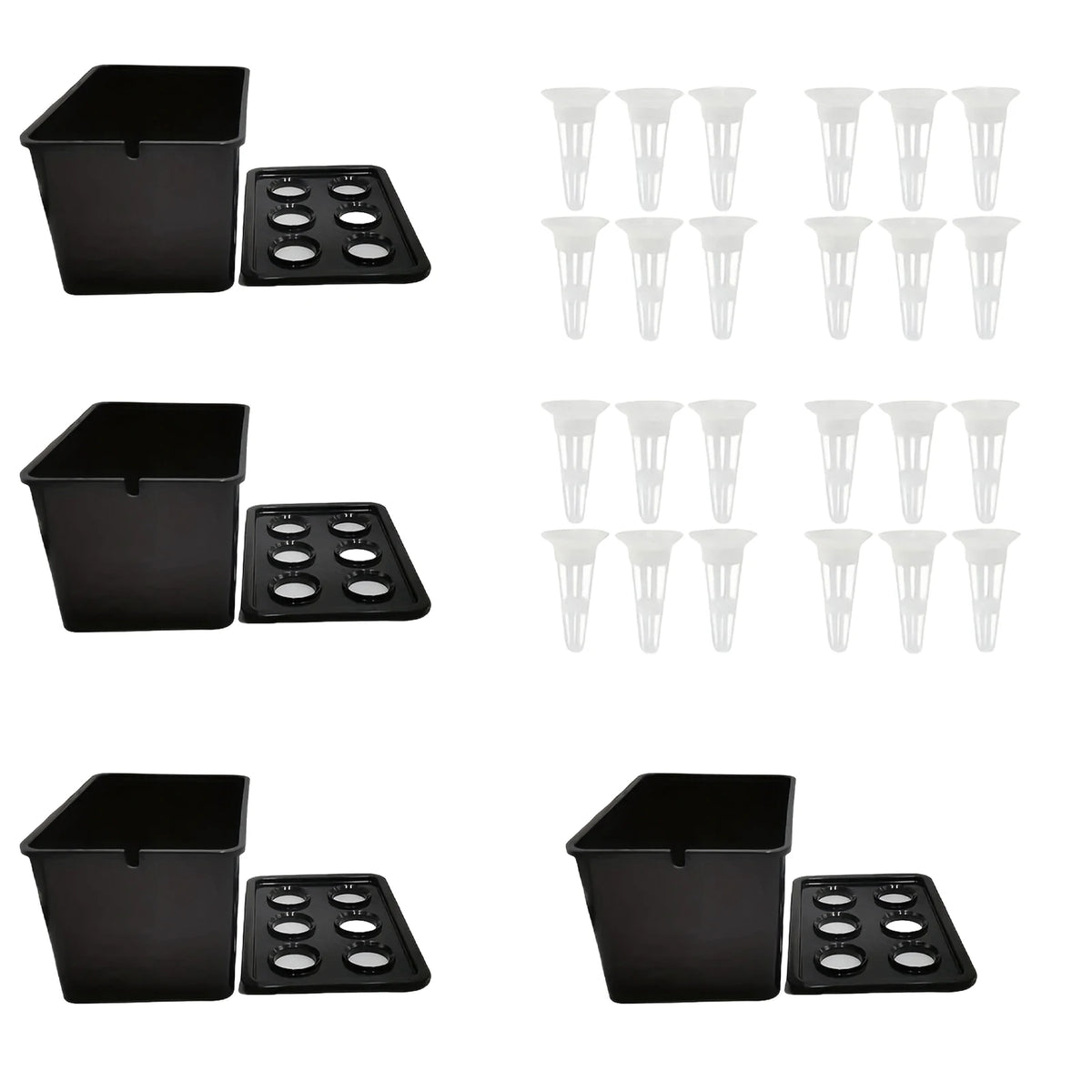 4Pcs Hydroponic Grower Box With Lid PP Indoor Planting Container - Black