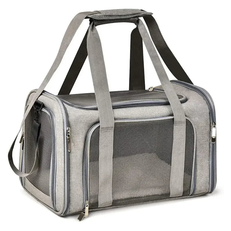 Portable Foldable Pet Carrier Backpack 40 cm Breathable Mesh Travel Bag for Cats and Small Dogs - Grey