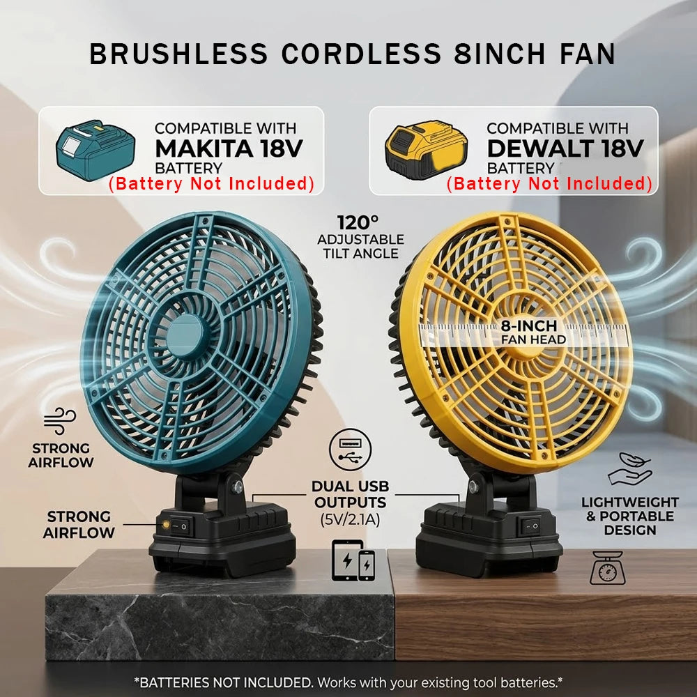 Cordless Camping Fan 8 Inch Brushless 18V with Dual USB Ports Skin Only - Red