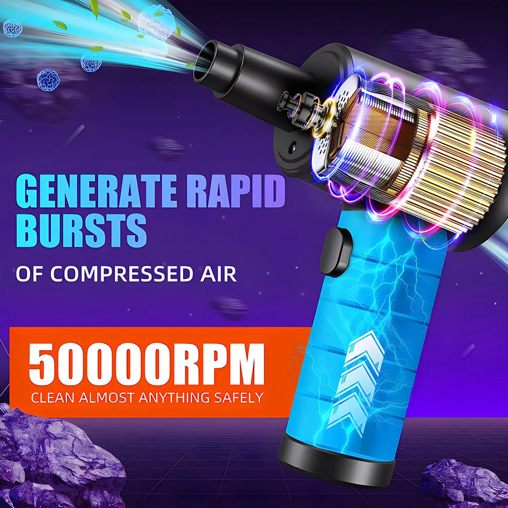 Air Duster 51000RPM Cordless Compressed Air Blower with LED Light for Computer Cleaning