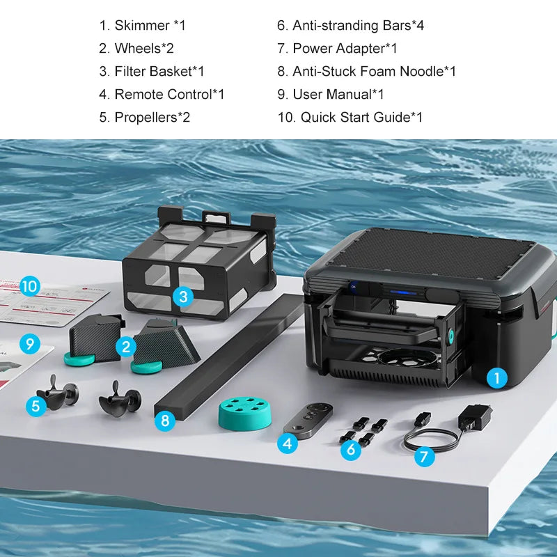 Solar Pool Skimmer Robot Automatic Surface Cleaner Cordless Floating Leaf Collector