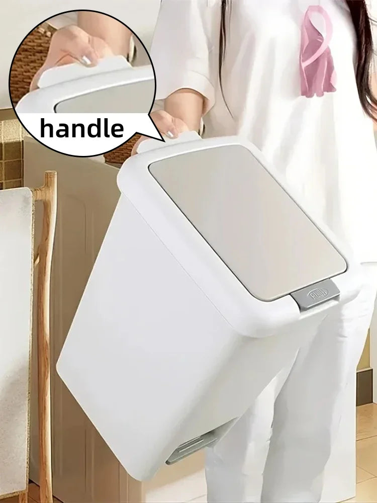 Foot Pedal Trash Can Double Opening Lid Rectangular Plastic Bin for Bathroom Kitchen 10L