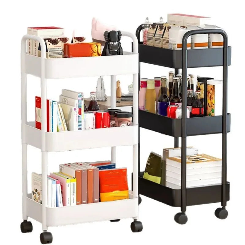 5 Tier Rolling Storage Trolley Cart Mobile Plastic Organiser Shelf with Wheels – Black