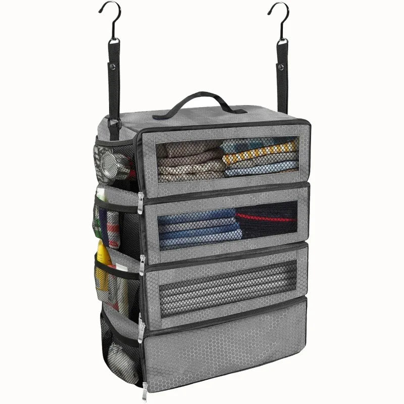Hanging Suitcase Organizer 19.8in High Capacity Travel Luggage Storage Bag - Grey