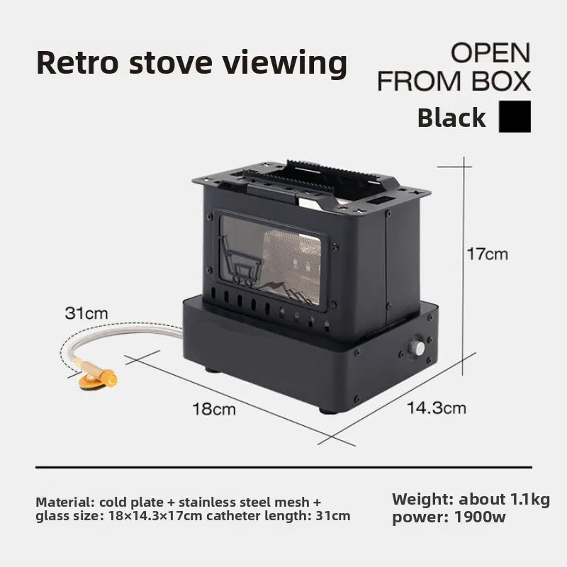 Camping Stove Portable Metal Outdoor Cooking Burner Lightweight - Black