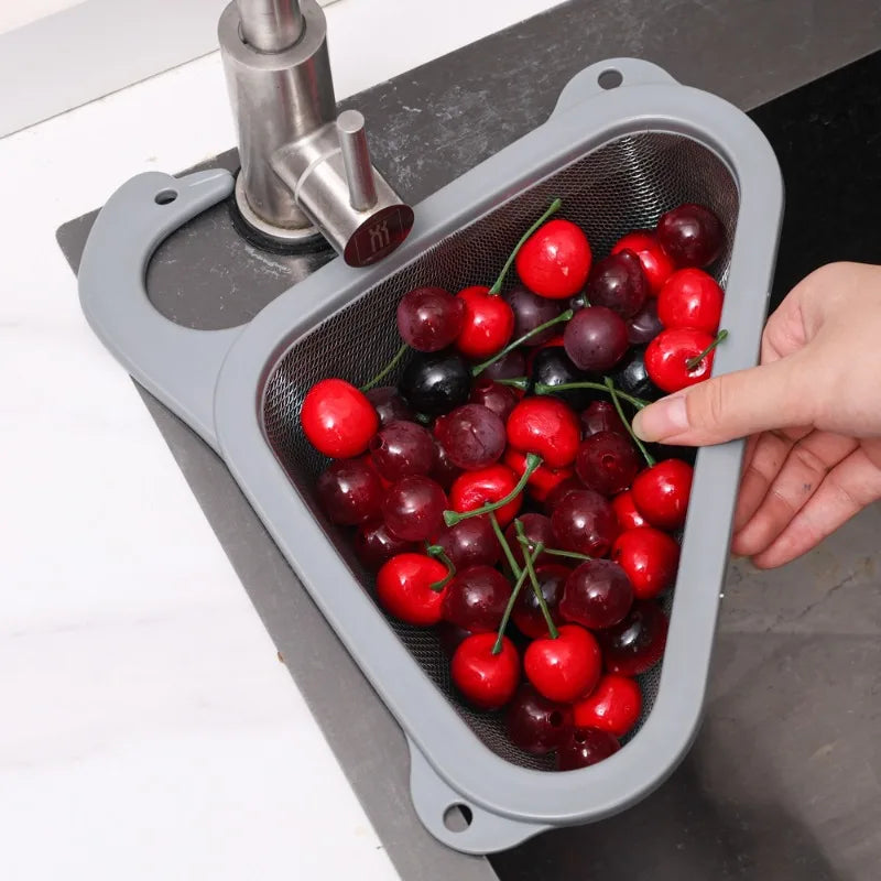 Kitchen Drain Basket 26.5cm Stainless Steel Food Strainer Vegetable Draining Rack - Yellow