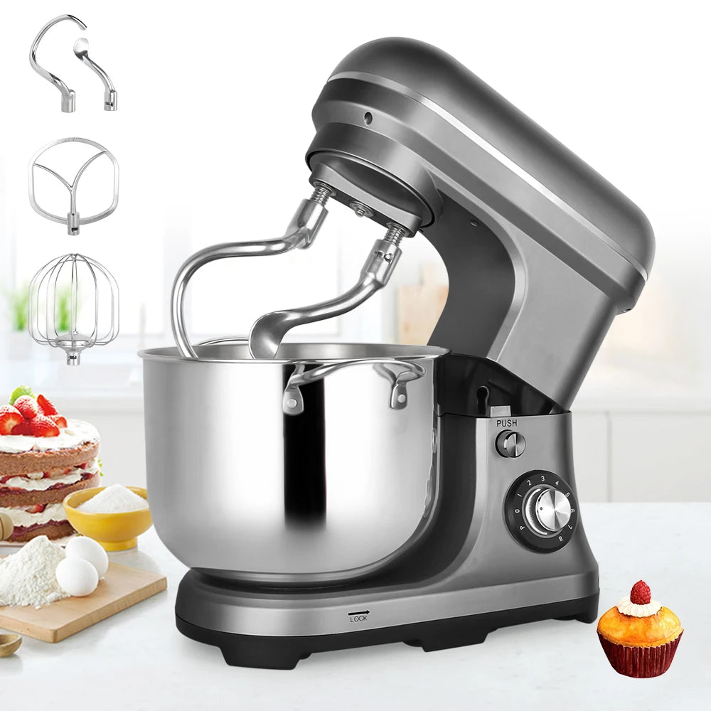 Stand Mixer 11L 2000W Planetary Dough Mixer 8 Speed Stainless Steel Bowl - Grey