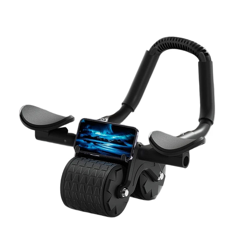 Abdominal Roller Wheel Automatic Rebound Double Wheel Core Trainer - Black