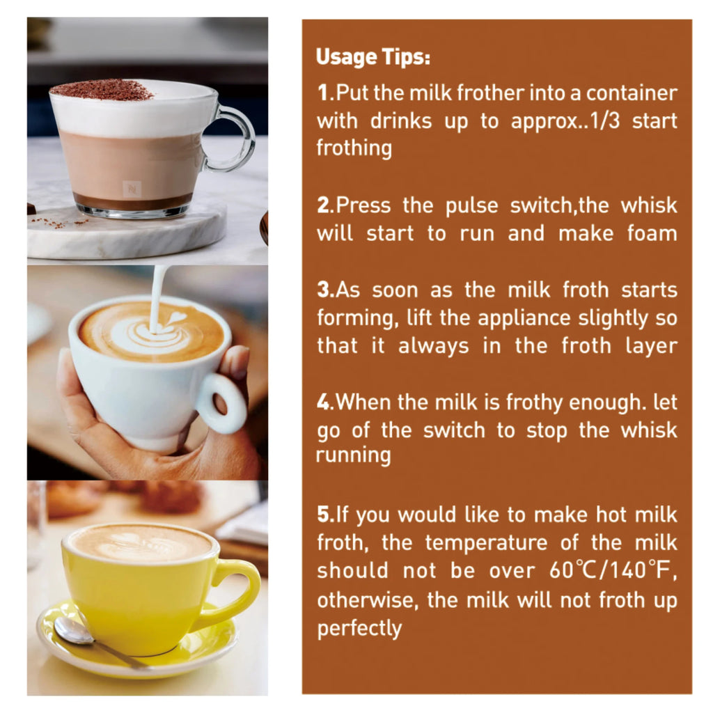Milk Frother 30 cm Electric 35000 RPM Handheld Coffee Foam Mixer for Latte and Cappuccino