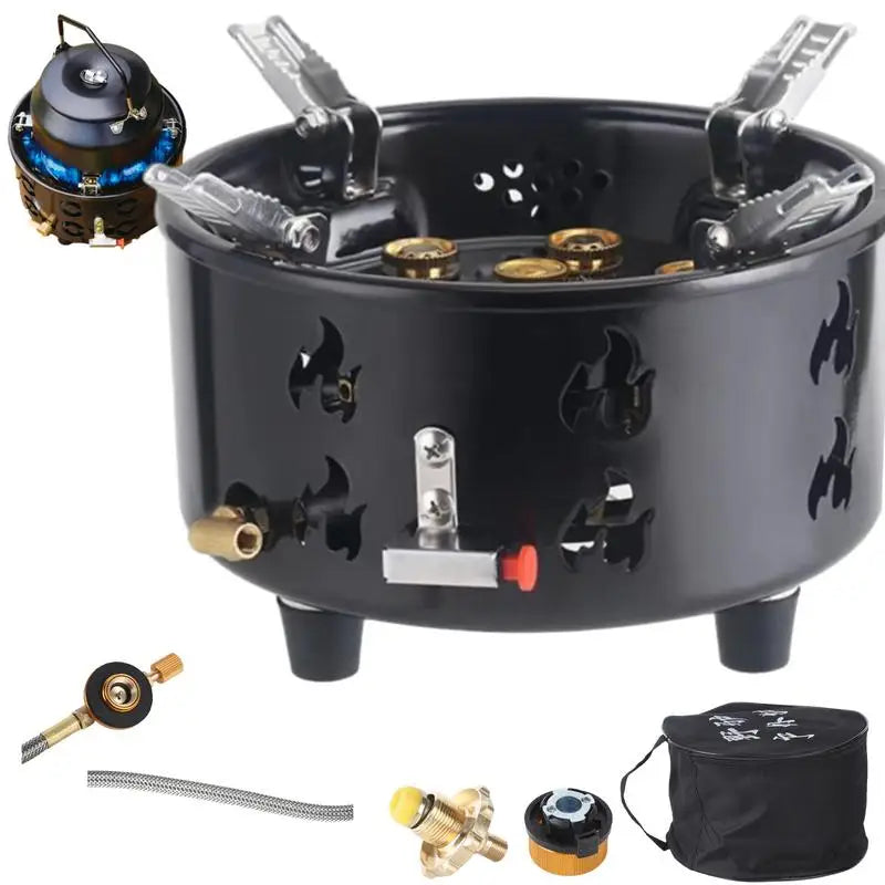 Camping Gas Burner Portable Windproof Outdoor Cooking Stove - Black