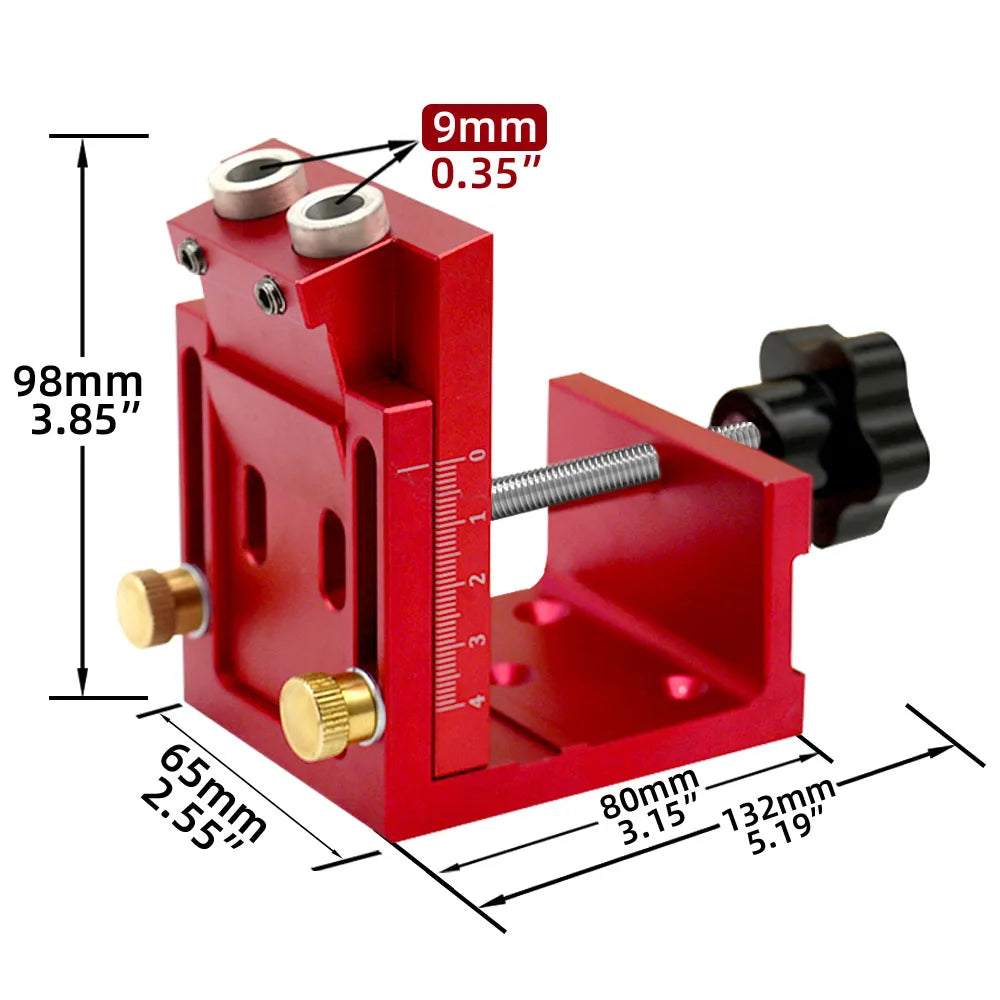 Pocket Hole Jig Kit with Drill Guide Step Drill Bit Screws and Wooden Plugs for Woodworking Red