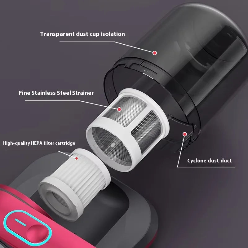 Mattress Cleaner 12000Pa Cordless Handheld Fabric Vacuum 100W Dual Speed Cleaning Tool