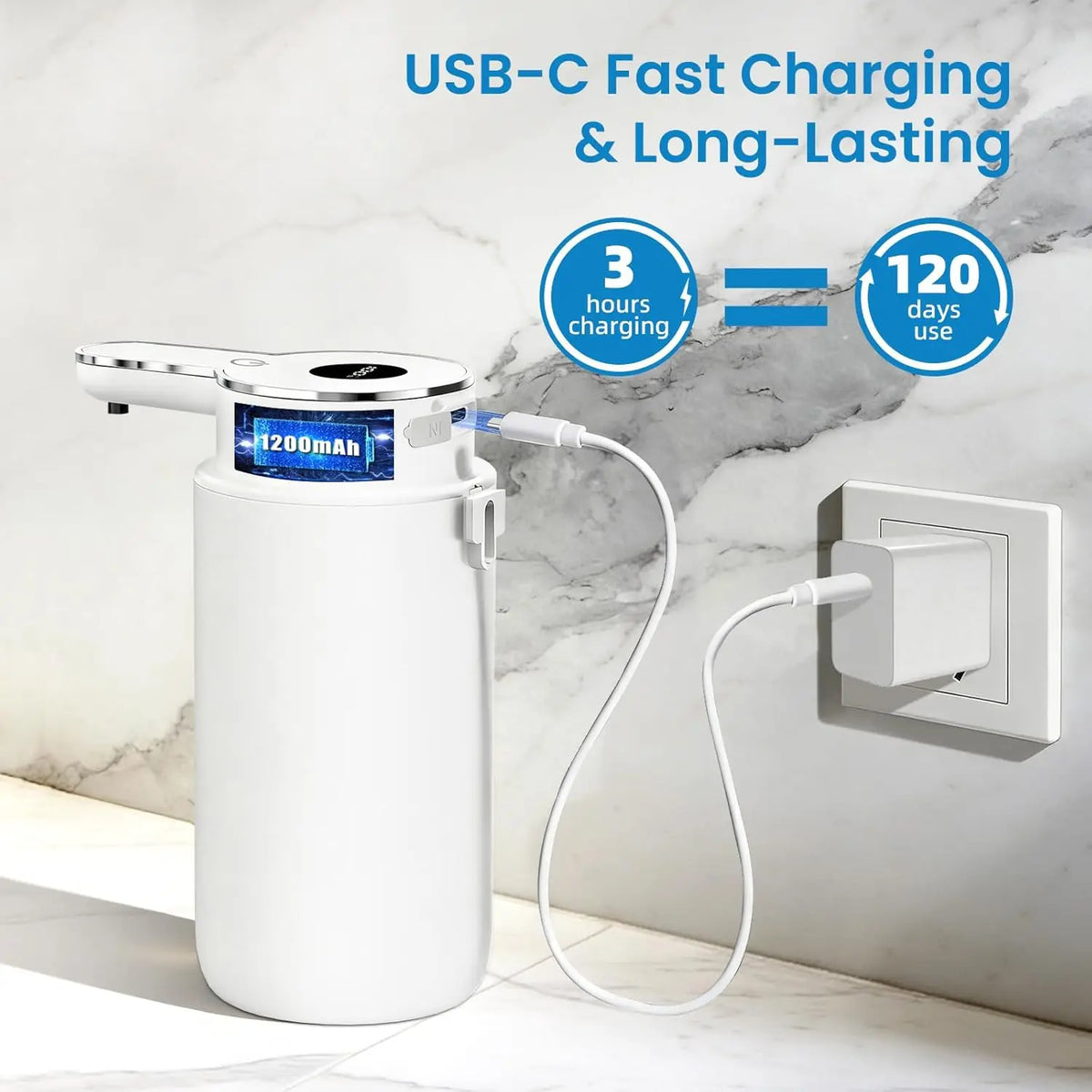 Soap Dispenser 420mL Touchless Automatic Rechargeable Pump with 6 Level Volume Control - Silver