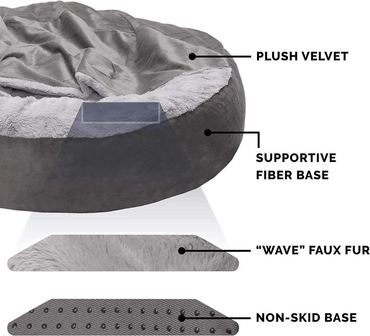 Pet Bed Semi Enclosed Corduroy Washable Pet Nest Cushion - Large