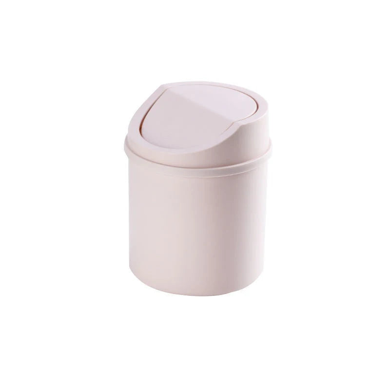Trash Can 13cm Mini Desktop Bin with Cover - Pink