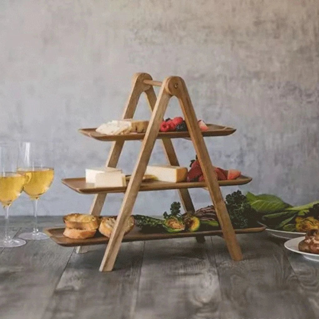 3-Tier Wooden Serving Tray Stand for Cakes, Desserts and Table Display