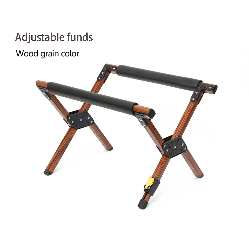 Folding Camping Cooler Rack Adjustable Wooden Stand - Brown