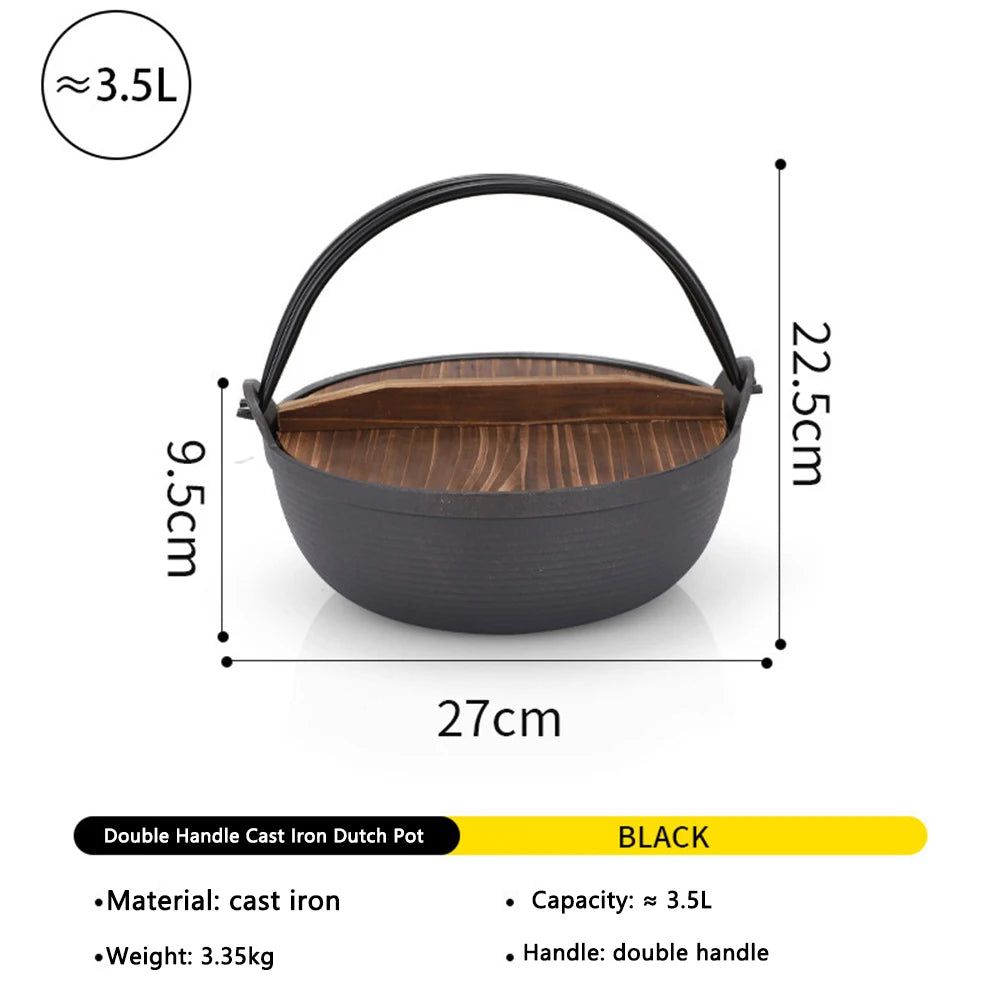 Cast Iron Dutch Oven 27cm Camping Cooking Pot with Lid