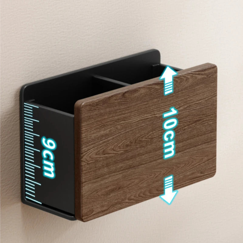 Large Wooden Desk Organiser 2-Compartment Box for Desk and Bathroom - Black