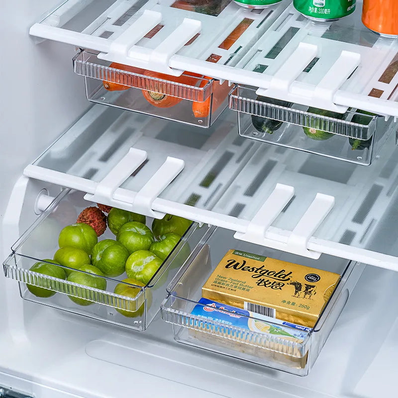 Small Pull-Out Refrigerator Organizer Drawer Clear Fridge Storage Bin