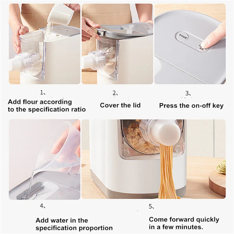 Pasta Maker Electric Noodle Machine 13 Molds Automatic Dough Mixer 200W – White