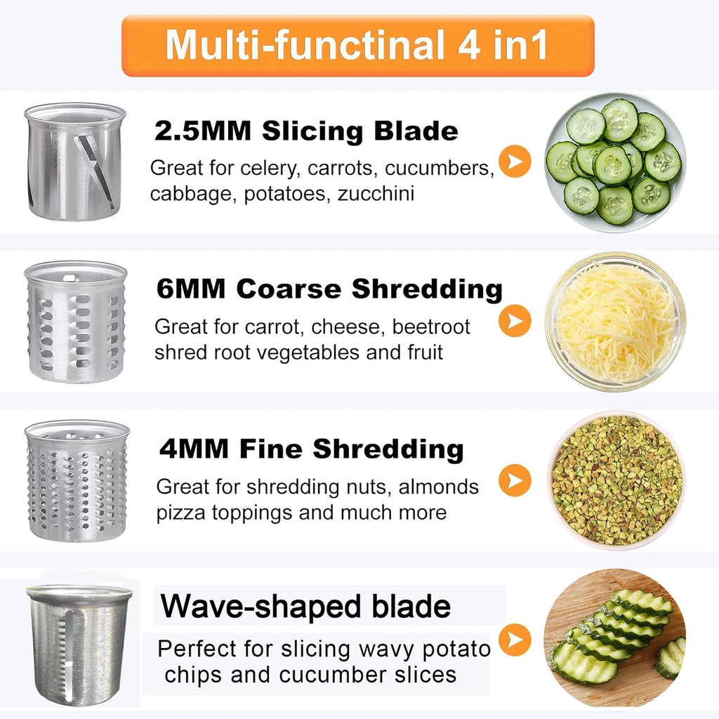 Slicer Shredder Attachment Stainless Steel Vegetable Cutter for Stand Mixer with 4 Blades - Red