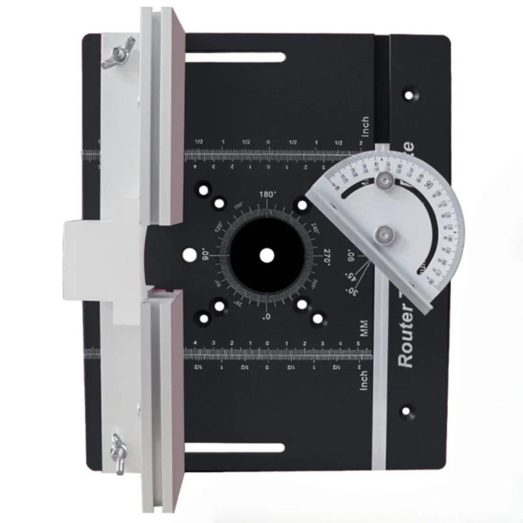 Router Table Insert Plate Set with Lift Base for Woodworking Trimming Slotting Chamfering - Black