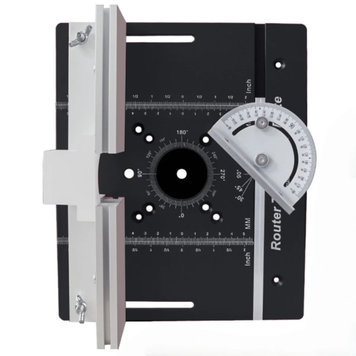 Router Table Insert Plate Set with Lift Base for Woodworking Trimming Slotting Chamfering - Black