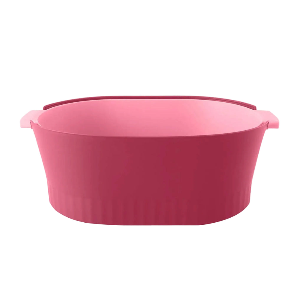 Double Layer Vegetable Basket 34.5cm Plastic Fruit Strainer Quick Drain - Pink