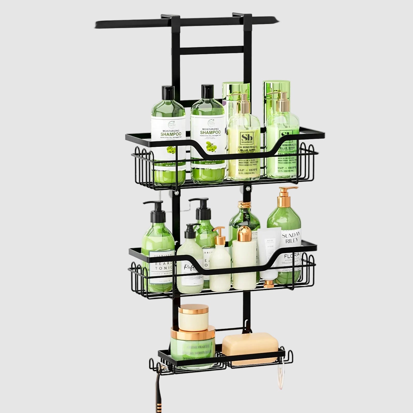 3-Layer Drill-Free Over-Door Bathroom Storage Shelf Hanging Organizer