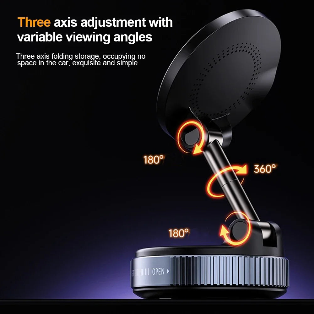 Phone Holder 15W Wireless Charging Foldable 360 Degree Rotating Suction Mount Stand