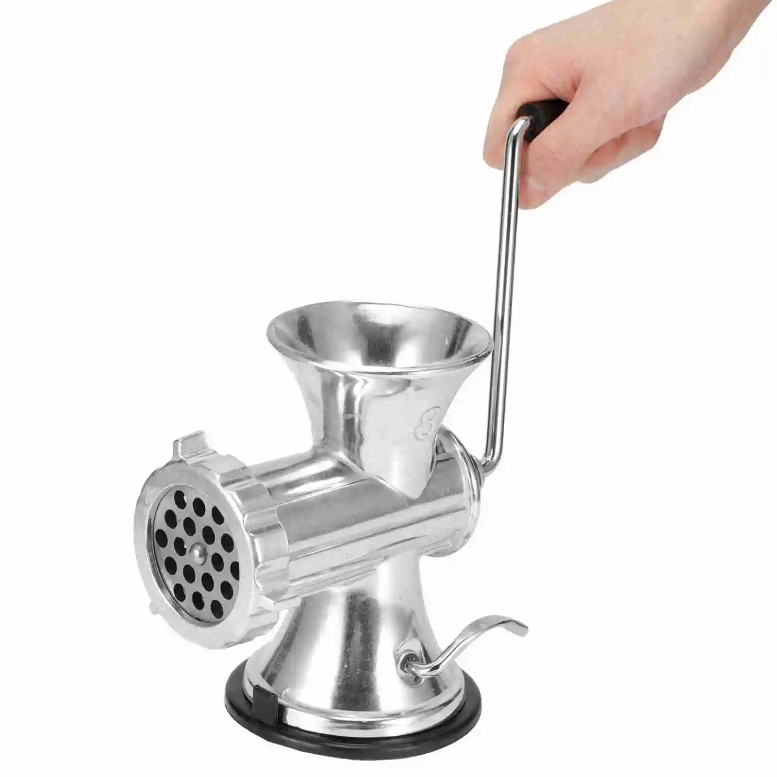 Manual Meat Grinder Aluminum Alloy Kitchen Mincer with Suction Base – Silver