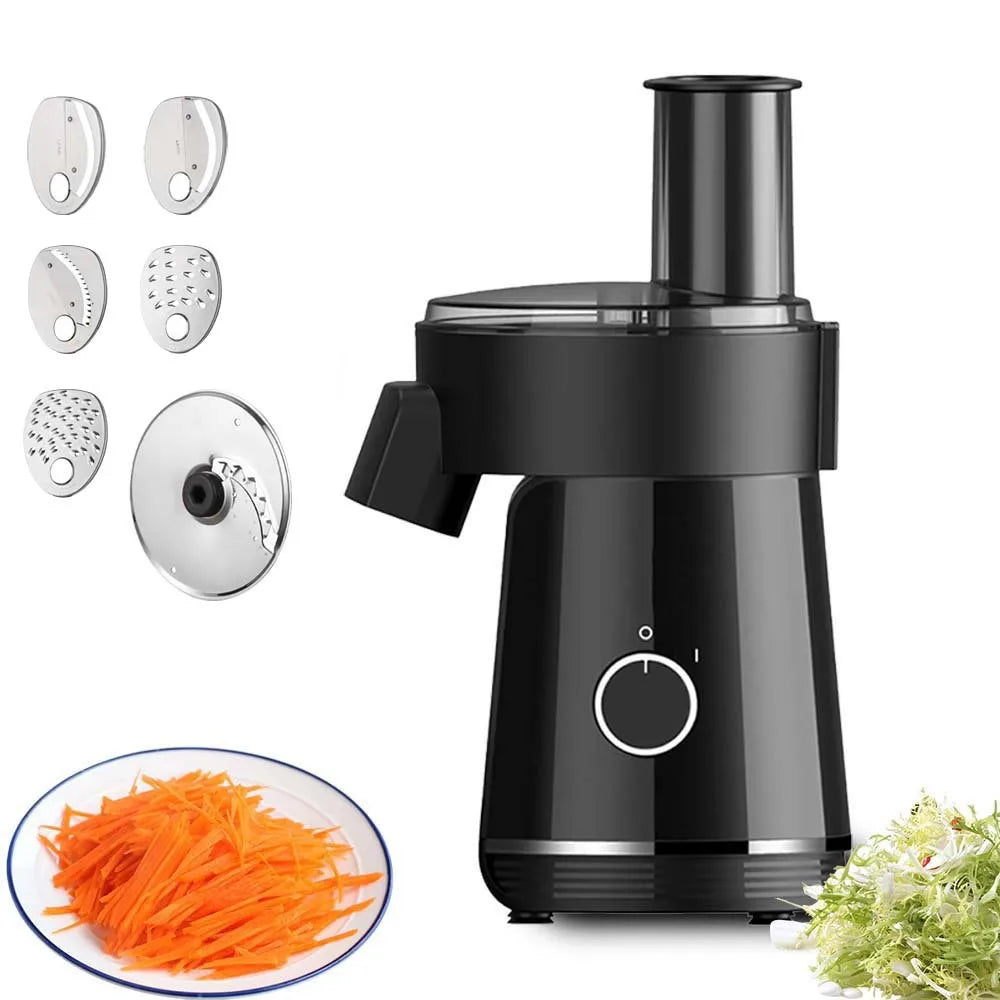 Electric Vegetable Chopper 6 In 1 Multifunction Food Processor - Black