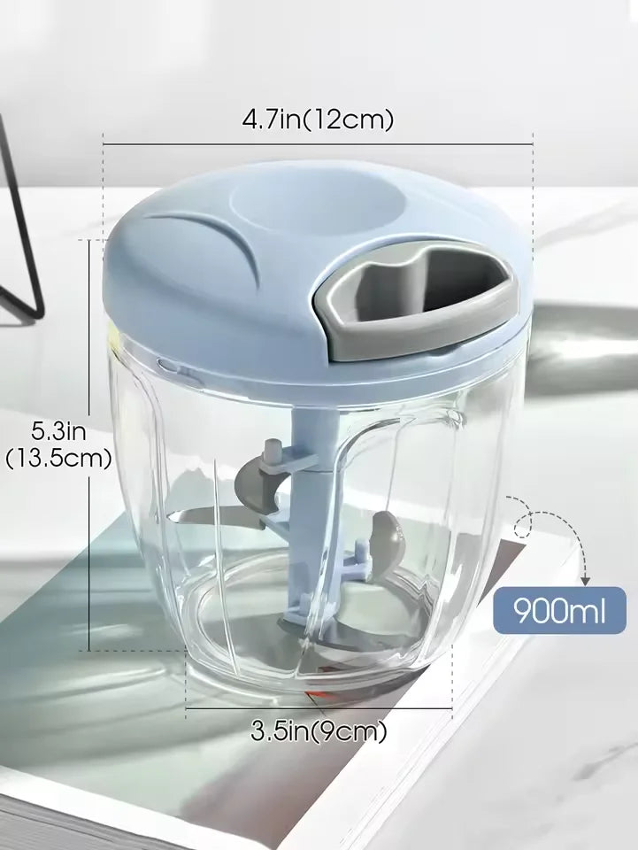 Manual Meat Mincer 900mL Hand Pull Food Chopper Garlic Vegetable Onion Grinder – Blue