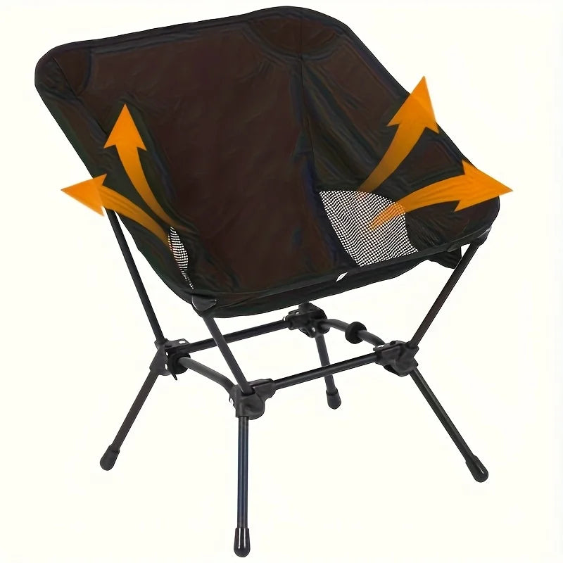 Outdoor Folding Chair Portable Beach Camping Seat with Carry Bag - Black