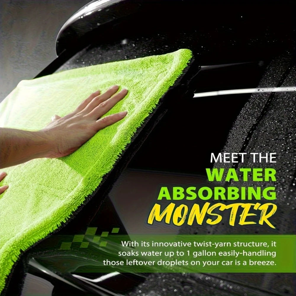Microfiber Drying Towel 60x120cm 1400GSM Double Sided High Absorbent Cloth - Green 60cm x 120cm