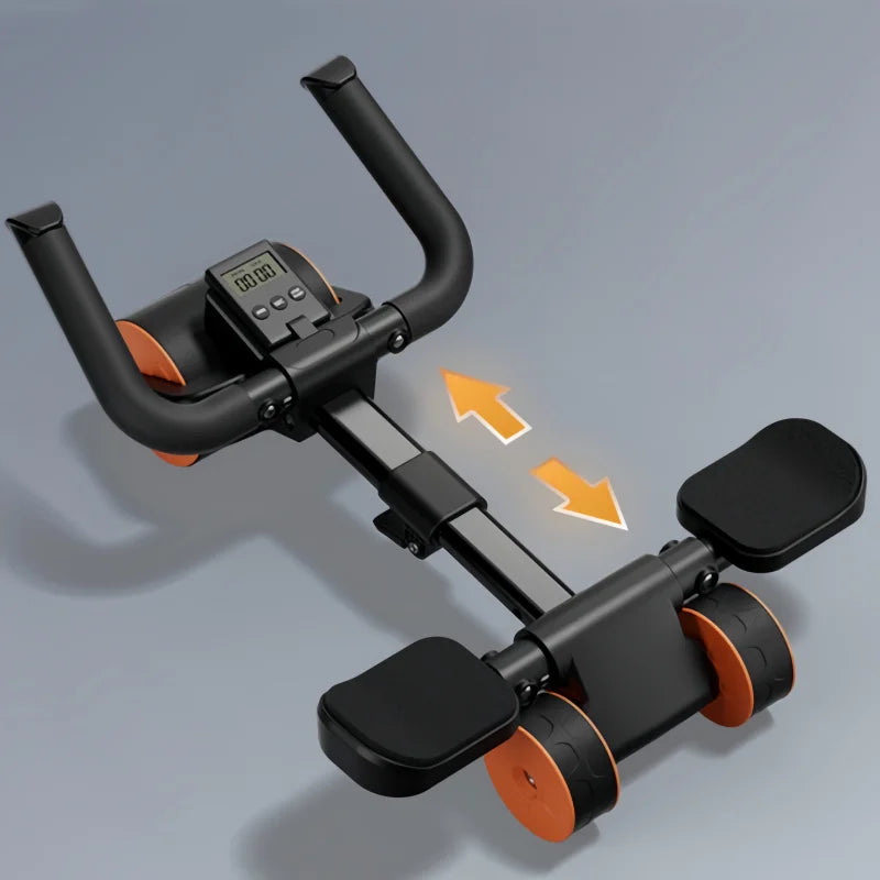 Adjustable Ab Roller Four Wheel Rebound Core Trainer Plank Support Fitness Equipment - Orange