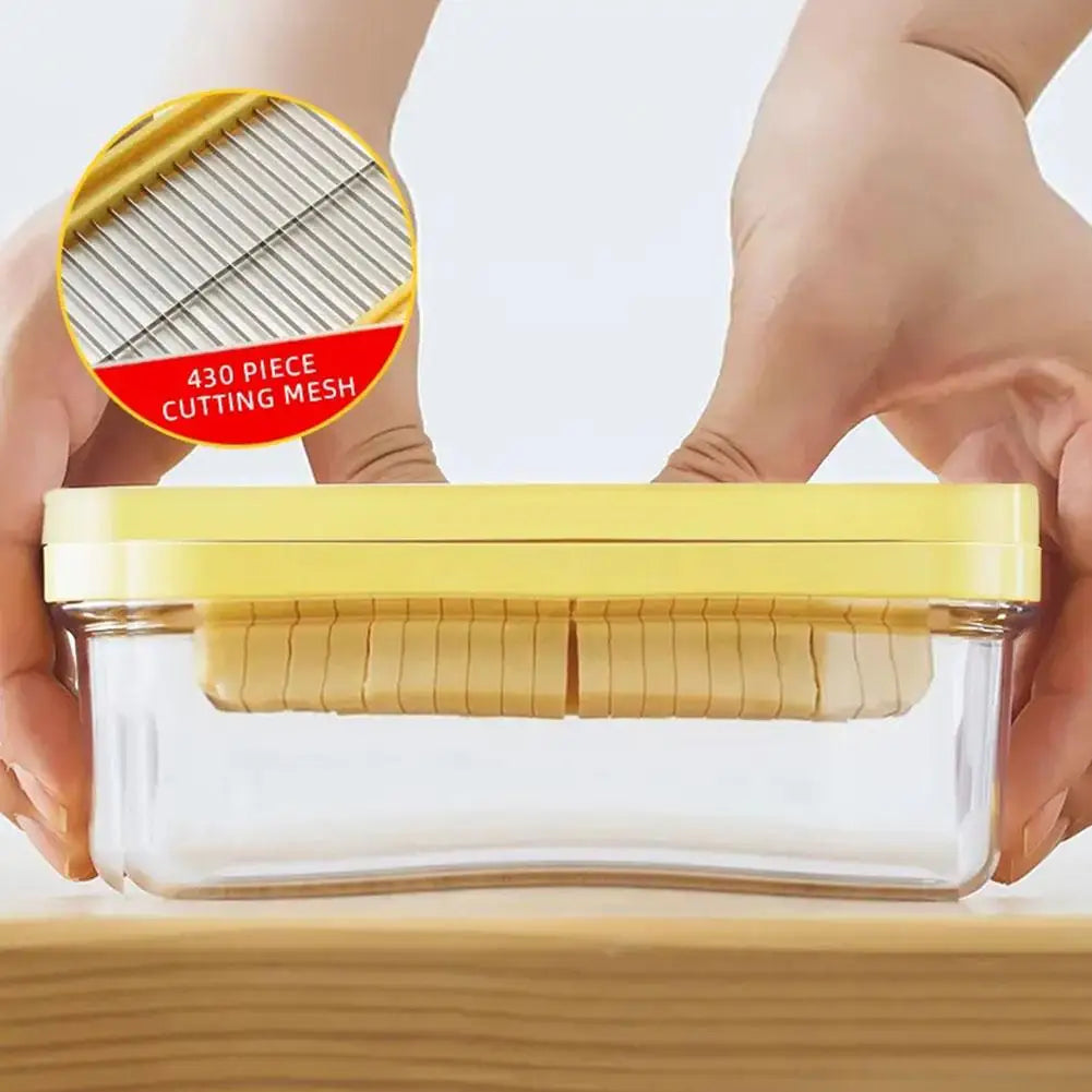 Butter Storage Container with Cutter 200g Cheese Keeper Food Storage Box for Refrigerator – Yellow