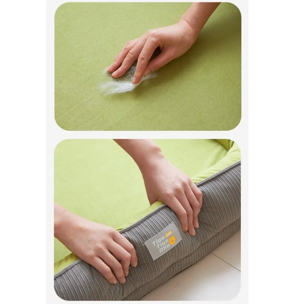 Pet Cushion Raised Thickened Pet Bed Removable Washable Warm Sleeping Pad for Dogs and Cats – Green